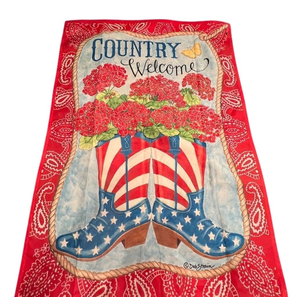Breeze Decor Country Welcome‎ Garden Flag Americana Cowboy Boots 10x15 western